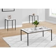 thumbnail image 1 of Monarch Specialties Table Set, 3pcs Set, Coffee, End, Black Metal, White Marble Look Laminate, Contemporary, Modern, 1 of 9