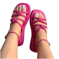 thumbnail image 4 of Mefallenssiah Sandales de Plage pour Femmes à Bout Rond, Confortables, Unies, à Boutons, 4 of 4