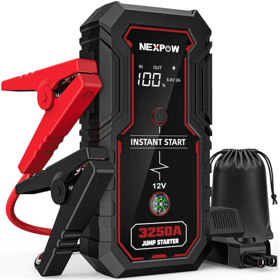NEXPOW Démarreur de Voiture 3250A, Bloc d'Appoint 12V pour Moteurs à Essence 9,0 L/diesel 6,5 L, Bloc d'Appoint 20000mAh Banque d'Alimentation avec Lumière DEL