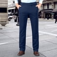 thumbnail image 2 of FRSASU Pantalon Habillé Extensible pour Hommes Coupe Classique Taille Extensible devant Plat Pantalon de Complet pour Hommes Bleu Foncé, 2 of 6
