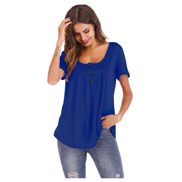 Birdeem Womens Fashion Printed Tank Top Round Neck Loose Short Sleeve Pullover Top