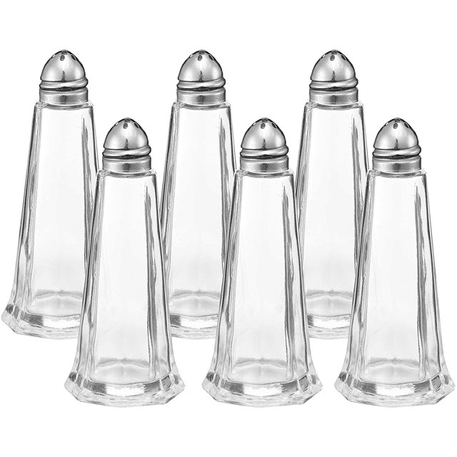 Gala Houseware Glass Tower Style Salt and Pepper Shakers Set, Clear Salt and Pepper Mini Glass Bottles, Set of 6 Salt Shaker and Pepper Shakers (Each:1.4oz)