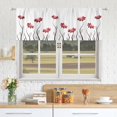 thumbnail image 1 of ORUYROP Cantonnières à Fleurs Rouges Poche pour Tringle Pétales Floraux Feuilles Fenêtres Lignes Décoratives Géométrique Moderne Femme Fille Silhouettes de Plante Blanche Courtes Rideaux de Fenêtre 52 x 18 Pouces LW-, 1 of 5