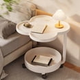 thumbnail image 2 of White Modern Rolling Side Table Mobile End Table With Wheels 2-Tier Nesting Table For Living Room Bedroom Portable C-Shaped Frame Locking Casters Pp Top Iron Frame Dimensions Not Provided, 2 of 7