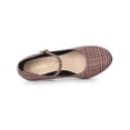 thumbnail image 4 of BLISSFUL STEP Women's Pump Houndstooth Platform Stiletto Heels Pumps Burgundy 8, 4 of 7