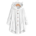 thumbnail image 3 of WEIYLL Fleece Jacket Women Velvet Cat Ear Hooded Soild Patchwork Button Plush White Fall Tops Size XL, 3 of 4
