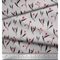 thumbnail image 3 of Soimoi Gray Poly Georgette Fabric Red Berries & Leaves Decor Fabric Printed Yard 42 Inch Wide, 3 of 3