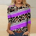 thumbnail image 2 of CEHVOM T-shirt Ample à Imprimé Léopard pour Femme, Manches 3/4, Col Rond, Haut Décontracté, Liquidation, 2 of 5