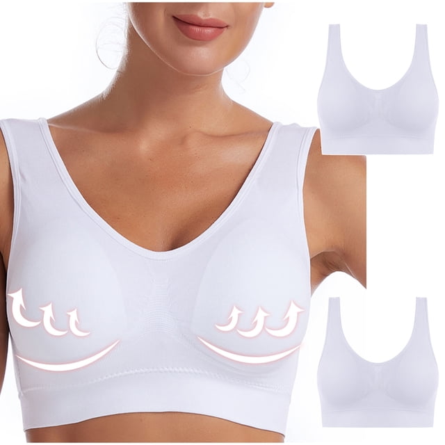 BVOFAR Sports Comfort Bras for Women 2 Pcs Seamless Wireless Yoga Bra with Removable Pads Plus Size Full Coverage Bralettes