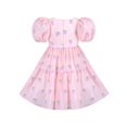 thumbnail image 2 of Robe Fille Broderie Rose Col Carré Manches Courtes Bouffantes 10 Ans, 2 of 6