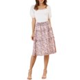 thumbnail image 1 of Unique Bargains Women's Floral Chiffon Elastic Waist Layer Ruffle Hem Midi Skirt, 1 of 8