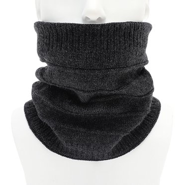 Winter Warm Plus Fluff Line Stripe Bib Cover Solid Color Collar Thick Knit Bib