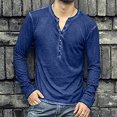 thumbnail image 2 of Pompotops Man V Neck Long Sleeve Shirts Button On Slim for Shirt Leisure Solid Color Top on Sale, 2 of 6