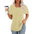 thumbnail image 2 of AherBiu Tuniques pour Femmes Amples Décontractées à Manches Courtes Couleur Unie Confortables d'Été à Col Rond Blouse T-Shirts, 2 of 7