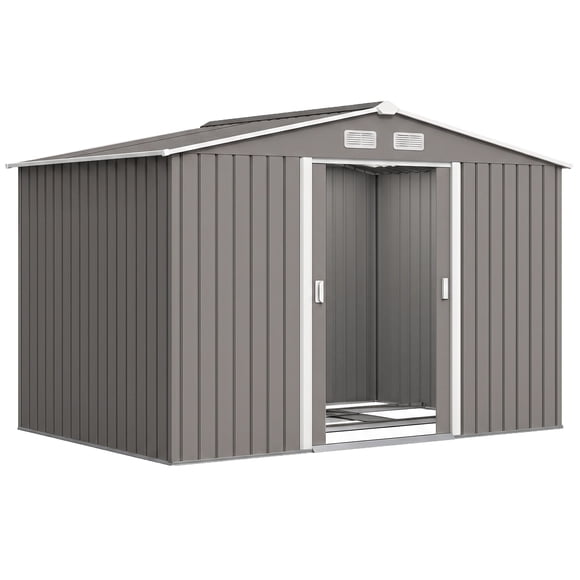 Outsunny Remise de Jardin 9,1 Pieds x 6,4 Pieds x 6,3 Pieds avec Trousse de Fondation en Acier