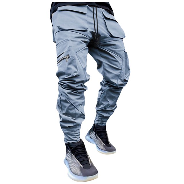 Rollback $10 & under Mrasaso Cargo Pants for Men, Men's Solid Color Three-dimensional Sense Sports Multi-pocket Washed Straight Barrel Reflect Light Cargo Outdoor Casual Pants