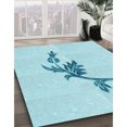 thumbnail image 3 of Ahgly Company Tapis de Zone Rond d'Intérieur Lavable à la Machine, Transitionnel, Bleu à Losanges Bleus, 6 Pieds Rond, 3 of 7