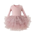 thumbnail image 2 of Robes d'Été pour Filles en Bas Âge Robe Décontractée Tutu de Ballet pour Enfants Performance et Personnalité Manches Longues Fluide Robes Assorties Rose Clair TP-90, 2 of 2