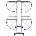 thumbnail image 3 of vidaXL 2-Tier Laundry Drying Rack with Wheels Silver 60x70x106 cm, 3 of 5