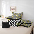 thumbnail image 4 of Summer Lemon Twin Bed In A Bag 7 Piece Yellow Lemon Comforter Set With Sheets Green Leaves Bedding Set For Kids Adults Black Geometric Wave Stripes Bed Sheet Set With Comforter, 4 of 5