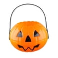 thumbnail image 2 of Small Plastic Halloween Pumpkin Bucket for Kids, Pumpkin Pail Candy Container with Handle for Trick or Treat and Party Decor, PVC Material, 2 of 6