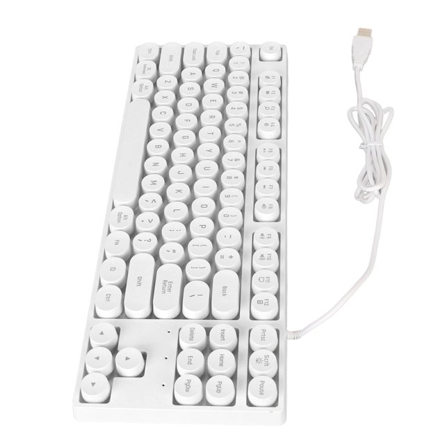 Clavier USB Filaire, Clavier de Jeu Rétroéclairé Coloré Rond à 87 Touches, Clavier d'Ordinateur Ergonomique Mécanique Tactile Prêt à l'Emploi pour Ordinateur de Bureau, Portable, PC