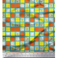 thumbnail image 1 of Soimoi Poly Crepe Fabric Geometric Square,Text & Bear Face Kids Print Sewing Fabric Yard 52 Inch Wide, 1 of 3