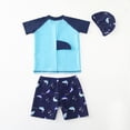thumbnail image 4 of MIASHUI Boys Two Piece Rash Guard Swimsuits Kids Short Sleeve Bathing Suit with Sun Hat,Sky Blue,7-8 Years, 4 of 6
