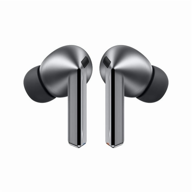 Restored Samsung Galaxy Buds3 Pro True Wireless Earbuds in sleek grey, featuring ergonomic blade-style design, Bluetooth 5.4, and Active Noise Cancellation (ANC). These refurbished earbuds offer Hi-Fi 24-bit audio, IP57 water resistance, and up to 30 hours of playtime with a fast-charging case supporting USB-C and wireless charging.