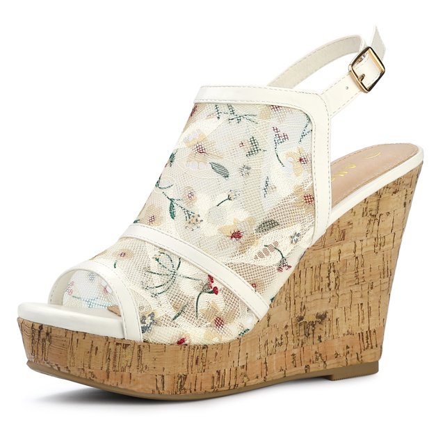 BLISSFUL STEP Sandales Compensées à Lacets à Plateforme à Bout Ouvert pour Femmes