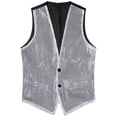 thumbnail image 3 of Doomiva Men Shiny Sequins Vest Button Sleeveless Slim Fit Waistcoat Club Prom Party Performance Dance Jacket Silver 150/M, 3 of 7