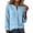 Light Blue#v neck linen tops for women, variant on yardsong Womens Linen Shirt Loose Fit Collarless Button Down Shirt Long Sleeve Notched V Neck Top Summer Work Tunic Blouses White,S