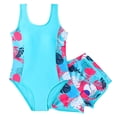 thumbnail image 1 of Akiihool Maillot de Bain une Pièce pour Filles Maillot de Bain une Pièce pour Filles Robe de Bain Bretelles Ajustables Maillot de Bain (Bleu, 11-12 Ans), 1 of 4