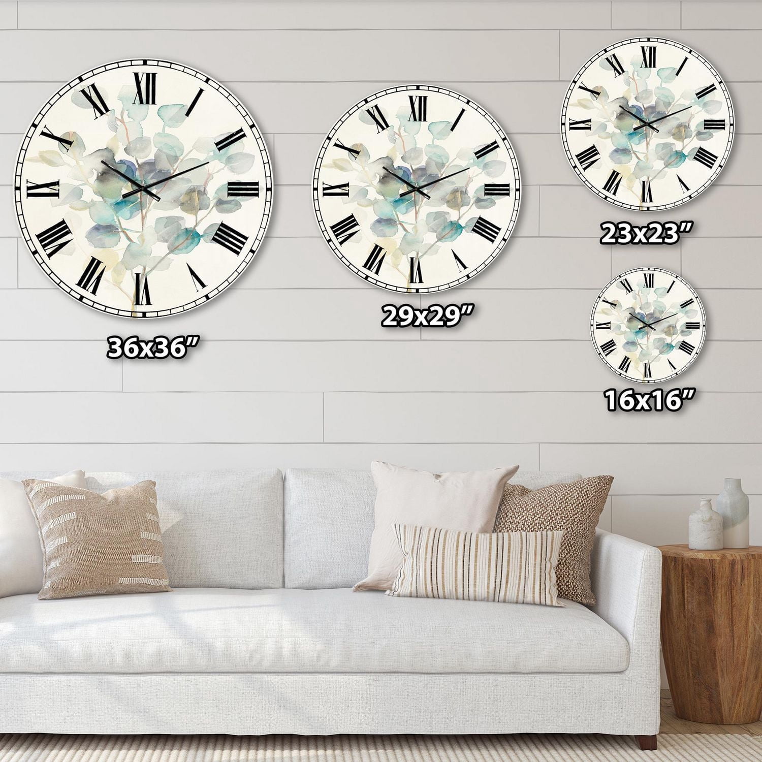Designart Feuilles d'eucalyptus I horloge murale