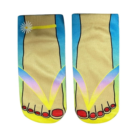 3D Pattern Manicure Print Socks Flip Flop Funny Hidden Running Socks Women Personalized Low Cut Ankle