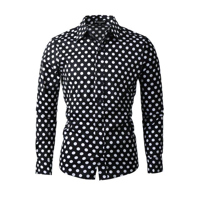 INSPIRE CHIC Chemise Habillée Ajustée pour Homme à Pois Imprimés à Manches Longues Boutonnée