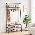 thumbnail image 3 of Hall Tree With Shoe Storage Bench, 4-In-1, Steel Frame With Hooks for Entryway, Freestanding Coat Rack Stand for Living Room, Bedroom, 3 of 9