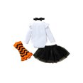 thumbnail image 2 of FOCUSNORM Baby Girl Outfit Letters Romper+Tutu Skirt+Leg Warmer+Headband, 2 of 9