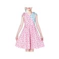 thumbnail image 1 of Robe Fille Contraste de Couleur Fleur Rose Bleu Coton Robe Décontractée 7 Ans, 1 of 1