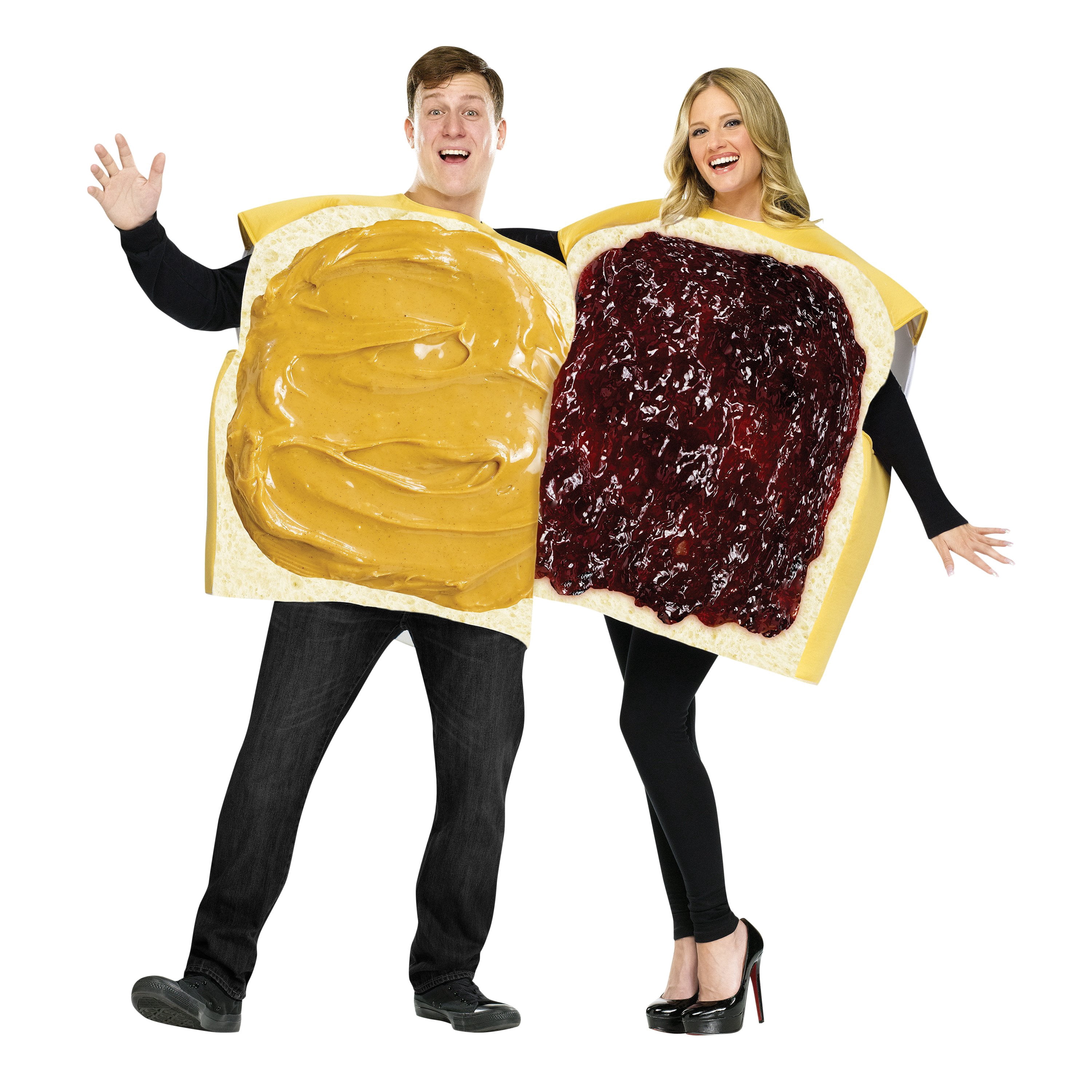 Costume de couple d’Halloween Beurre d’arachide et gelée pour adultes unisexe, 2 pièces, tailles adultes S à XL (28 à 42), par Way to Celebrate