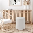 thumbnail image 2 of Get Set Style Tulum Round Boucle Ottoman with Comfy Padded Seat (White), 2 of 5