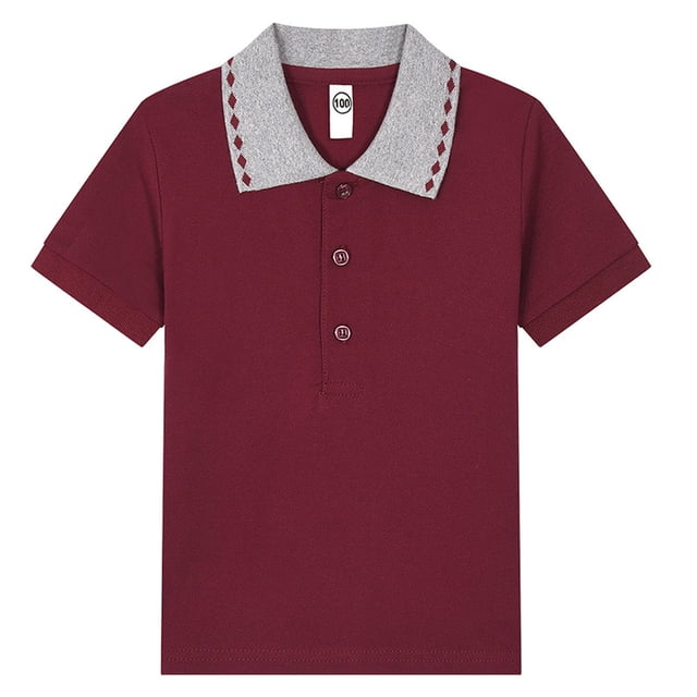 Enfants Garçons Polos Chemises Col Rouge Brique Chemise Manches Courtes Polos Chemises de Collation des Grades Chemise de Rugby Tenue Garçons 11-12 Ans