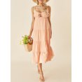 thumbnail image 2 of Kmbangi Robe Midi Cami d'Été pour Femmes Couleur Unie Bretelles Spaghetti Dos Nu Tie-Up Partie Beach A-line Robe, 2 of 9