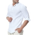 thumbnail image 2 of CEHVOM Men's Spring And Autumn Casual Solid Color Cotton And Linen Loose Coat Shirt, 2 of 6