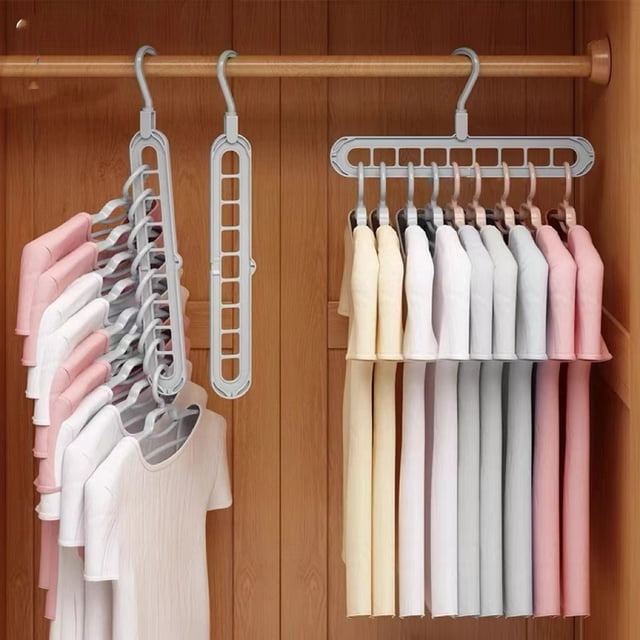 Feltree 9-Hole Hanger Organizer, Multifunctional Closet Storage Space Saver with 360° Rotation, Heavy Duty Clothes Hanger Home Organization, Wrinkle-Free Garment Management