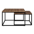 thumbnail image 3 of CorLiving Fort Worth Modern Engineered Wood and Iron Square Indoor Nesting Coffee Table Set, Brown Woodgrain, 3 of 8