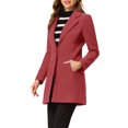 thumbnail image 4 of INSPIRE CHIC Manteau Long Classique pour Femme à Revers Cranté, Manches Longues, TP Rose Foncé, 4 of 7