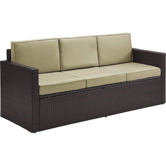Afuera Living Wicker Patio Sofa in Brown and Sand