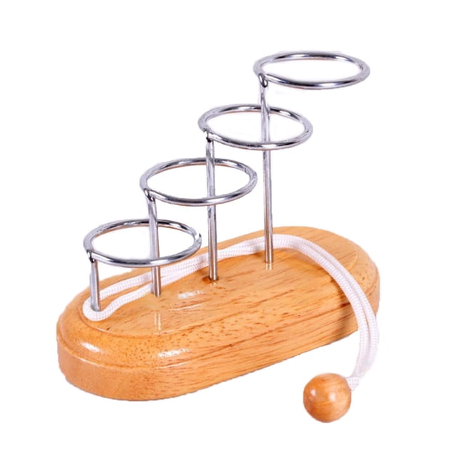 Classic Brain Teaser Metal Wooden Stand String Rope Puzzle Game Educational Toy Children Birthday Gift Toys
