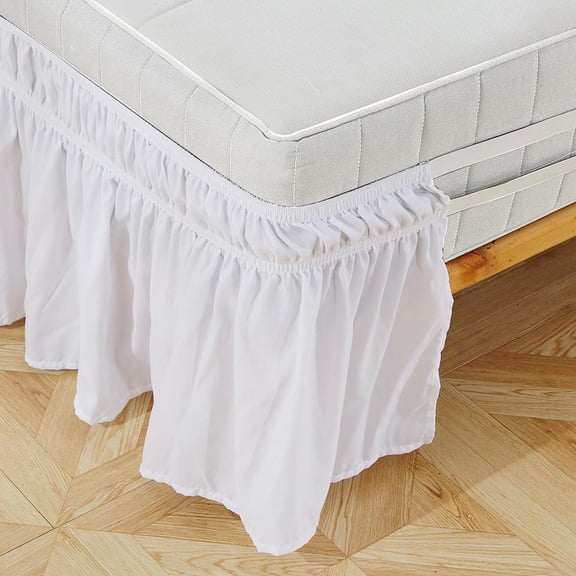 Herwey Elastic Bed Skirt, Elastic Bed Ruffle,Elastic Polyester Bed Skirt Ruffle Easy Fit Spread Cover Valance